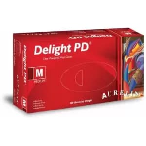 Vinyl Powdered Disposable Clear Gloves Medium - Pack 100 - 38827 - Aurelia