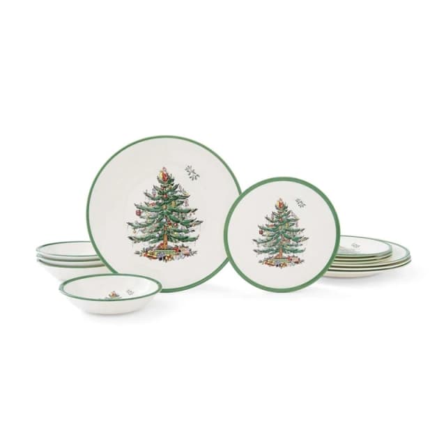 Spode Spode Christmas Tree 12 Piece Dinner Set White UH05201