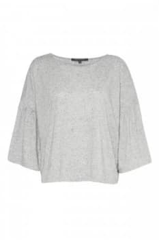 French Connection Hetty Flare Sleeve T Shirt Light Grey Marl