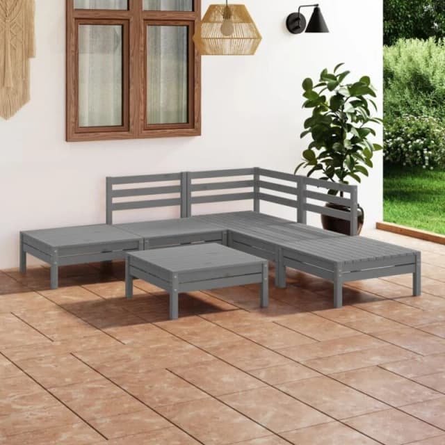 VIDAXL 6 Piece Garden Lounge Set Solid Pinewood Grey Vidaxl 8720286685266