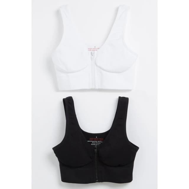 Be You 2 Pack Comfort Seam Free Zip Bra - Black L