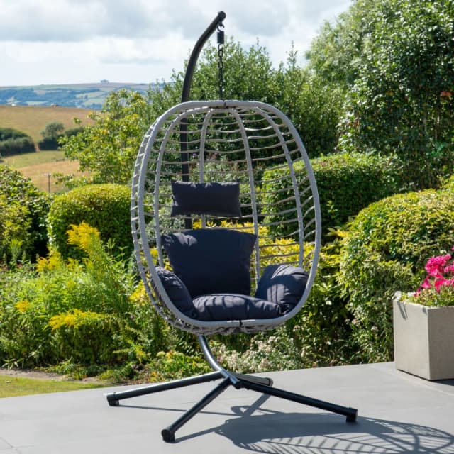 Artemis Home Wilton Hanging Swing Single Egg Pod Chair in Dark Grey Dark Grey Unisex