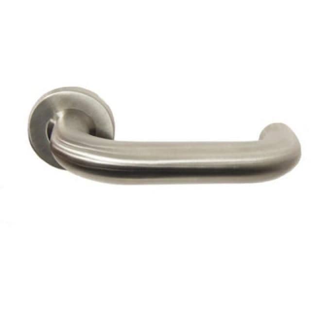 Loops PAIR 22mm Round Bar Safety Handle on Round Rose Concealed Fix Satin Steel Metallics