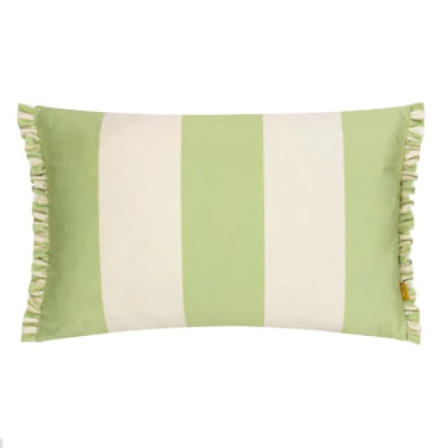 Furn furn. Araya Striped Velvet Polyester Filled Cushion in Green Size: 30cm x 50cm Green 30cm x 50cm Unisex 5025532799036