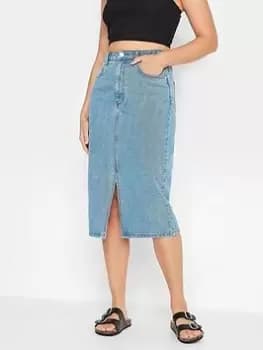 Long Tall Sally Midi Denim Skirt, Blue, Size 8, Women