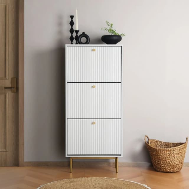 Home Garden Direct Devon - Shoe Cabinet - White White Unisex