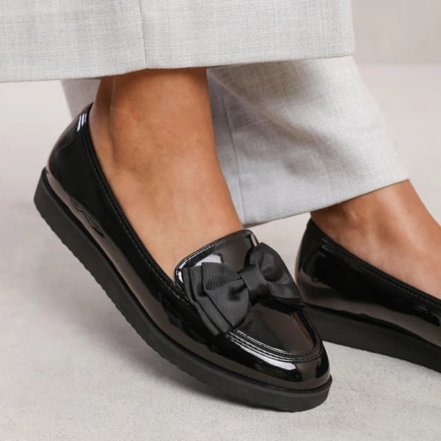 Wheres That From Alpha Wide Fit Black Slip On Loafers Black 3