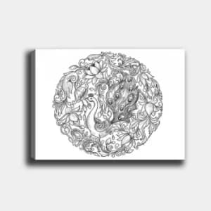 MANDALA06 White Black Decorative Canvas Painting