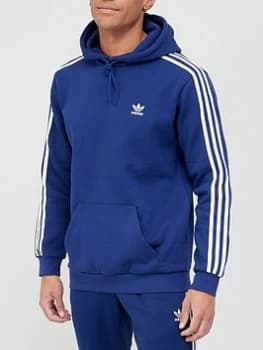 adidas Originals 3-Stripe Pullover Hoodie - , Blue, Size L, Men