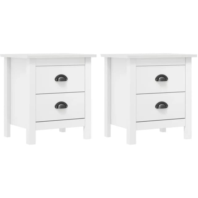 VIDAXL Bedside Cabinet Hill 2 pcs White 46x35x49.5cm Solid Pine Wood Vidaxl 8719883909745