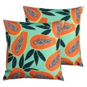 Papaya Outdoor Twin Pack Cushion Aqua