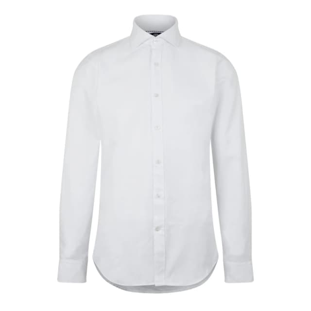 Haines and Bonner Edward Slim Fit Cutaway Collar Twill Shirt - White White 37