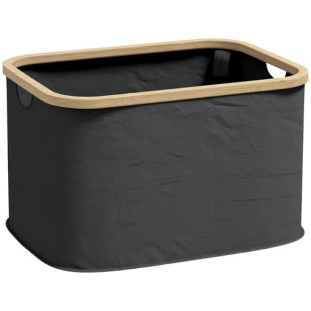 HOMCOM 36L Collapsible Laundry Hamper, Washing Basket for Bathroom, Black Black