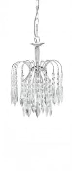 1 Light Ceiling Pendant Chrome with Crystals, E14