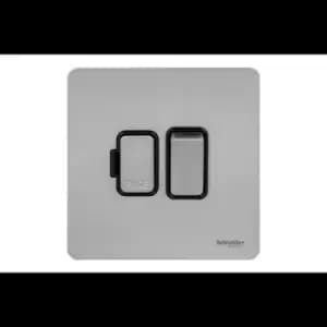 Schneider Electric Ultimate Screwless Flat Plate - Switched Fused Connection Unit, 13A, GU5410BSS, Stainless Steel with Black Insert