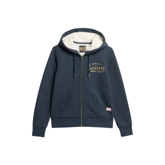Superdry Womens zip-up hoodie with metallic logo Superdry Luxe Bleu Female M