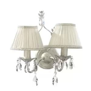 Karen 2 Light Wall Lamp With Shade, Ivory