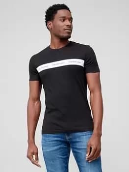 Calvin Klein Jeans Organic Cotton Mix Contrast Instit Stripe T-Shirt - Black, Size S, Men