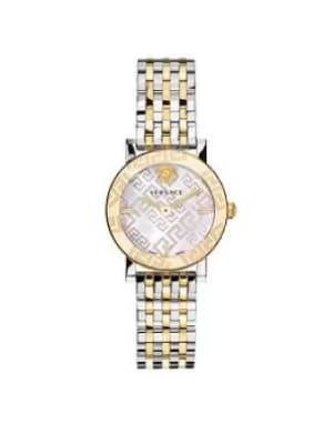 Versace Greca Glass Ladies Watch, Silver, Women