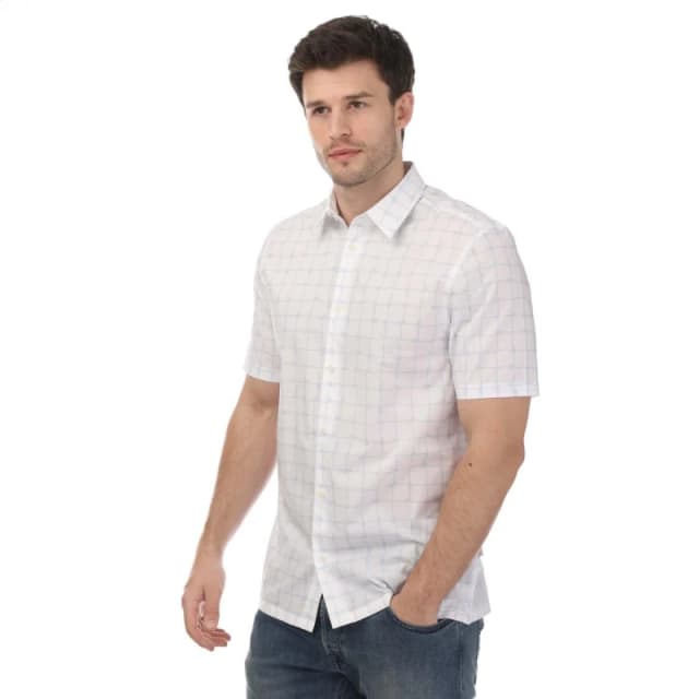 Ted Baker Udine Short Sleeve Rope Print Checked Shirt - White White S