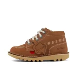 KICKERS KICK HI ZIP LTHR IU TAN/LT CREAM - 10