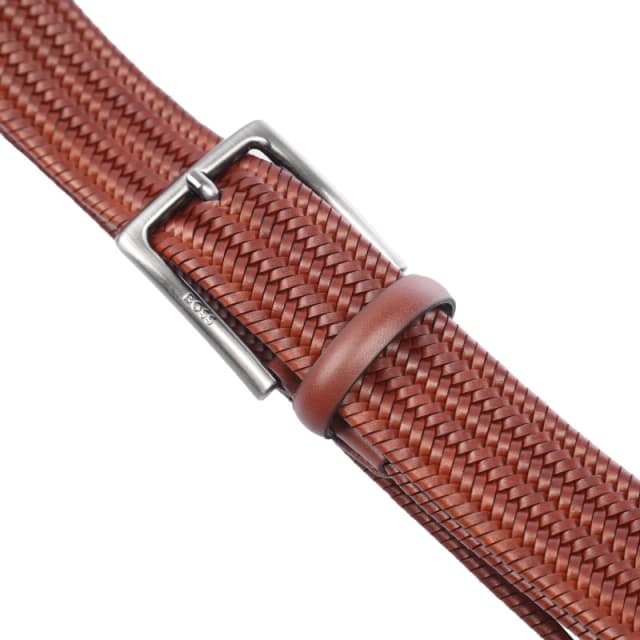 Boss Semyo Woven Leather Belt Brown male 32 inch