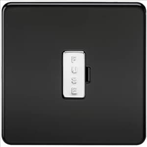 KnightsBridge 13A Screwless Matt Black Fused Spur Connector Unit Wall Plate