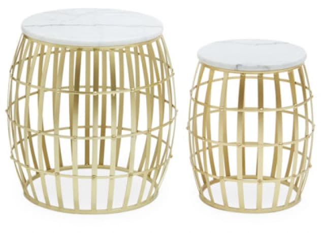 Premier Housewares Jolie Set Of Two Round Table With White Marble And Gold Frame Gold unisex