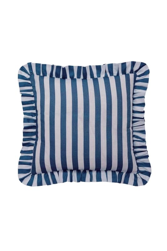 Helena Springfield 'Candy Stripe' Cotton Cushion in Blue Size: 40cm x 40cm Blue Unisex 40cm x 40 cm
