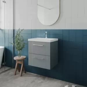 Deco Wall Hung 2-Drawer Vanity Unit with Basin-3 500mm Wide - Satin Grey - Nuie