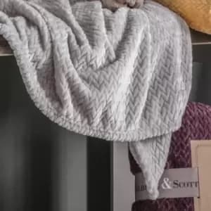 Gallery Direct Chevron Flannel Fleece Throw Grey