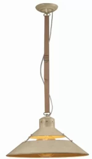 Industrial Dome Ceiling Pendant 40W E27 Large, Sand Metal, Beige Belt