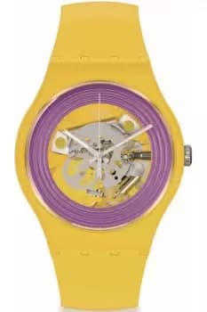 Unisex Swatch Purple Rings Yellow Watch SO29J100