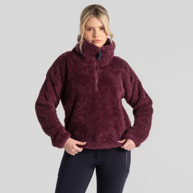 Craghoppers Womens Bronagh Half Zip Borg Fleece Jacket 12 - Bust 36' (91cm) Deep Violet CWA356-Y5I-12