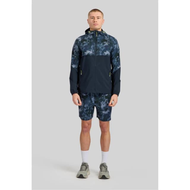 ALTRYN Mens Brush Print Cut & Sew Water Resistant Hooded Long Sleeve Softshell Jacket Navy Mix male Medium