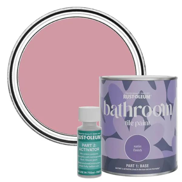 Rust-Oleum Bathroom Tile Paint, Satin Finish - Dusky Pink 750ml -