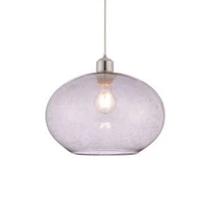 1 Light Pendant Grey Glass With Bubbles, E27