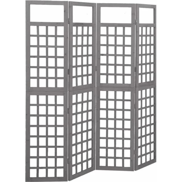 VIDAXL 4-Panel Room Divider/Trellis Solid Fir Wood Grey 161x180cm Vidaxl 8720286452707