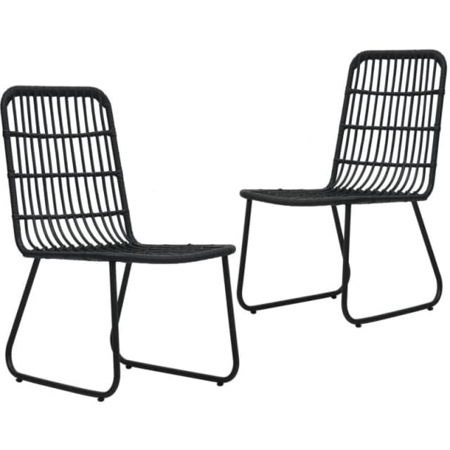 VIDAXL Garden Chairs 2 pcs Poly Rattan Black Vidaxl 48584