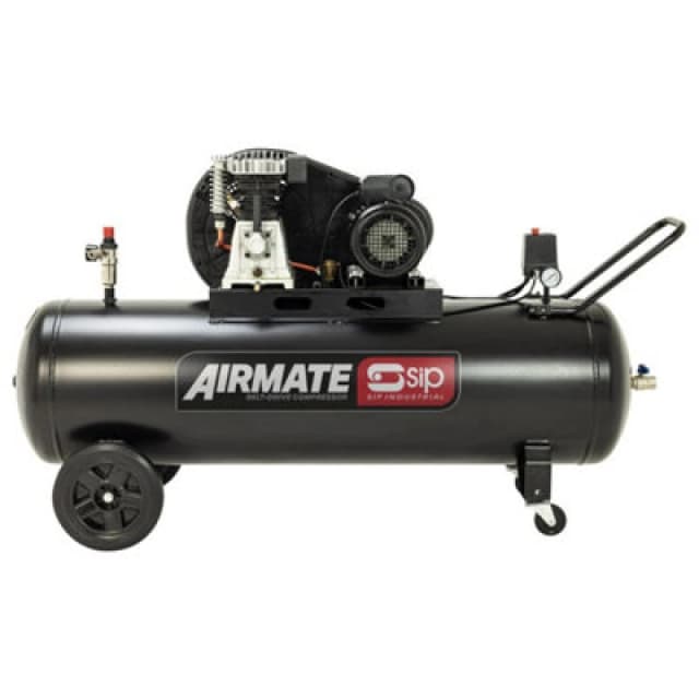 Sip Bd 3Hp 200 Litre Belt Drive Compressor - L41 X W158 X H82cm - Black