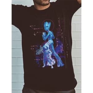 The Avengers Infinity War - Neon Groot Mens Small T-Shirt - Black