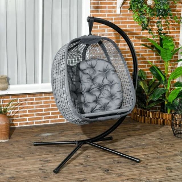 Outsunny Hanging Swing Chair w/ Thick Cushion - Dark Grey 84A-299V70CG