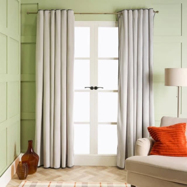 OHS OHS Piped Edge Velvet Curtains Thermal Eyelet Blackout in Grey Size: 168cm width x 229cm drop Grey 168cm width x 229cm drop Unisex 5027434232215