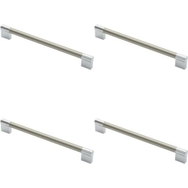 Loops 4x Keyhole Bar Pull Handle 236 x 14mm 224mm Fixing Centres Satin Nickel & Chrome Metallics unisex