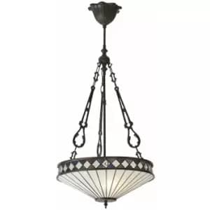 Tiffany Glass Hanging Ceiling Pendant Light Bronze & Natural Lamp Shade i00129