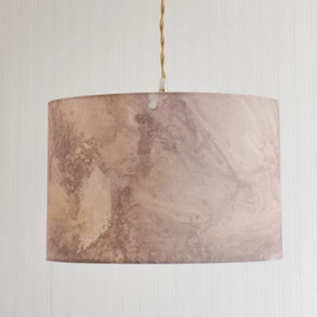 ValueLights ValueLights Leanne Marble Effect Drum Easy Fit Ceiling Pendant Lamp Shade and Bulb in Stone Stone One Size Unisex 5059406065637