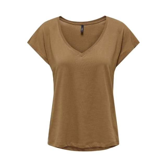 Only Womens v-neck T-Shirt Only Winnie Marron Female XS