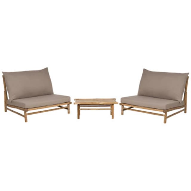 Beliani Garden Lounge Set With Table 2 Seater Todi Bamboo Wood Taupe