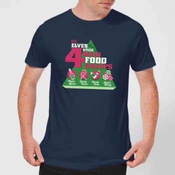 Elf Food Groups Mens Christmas T-Shirt - Navy - XS - Navy