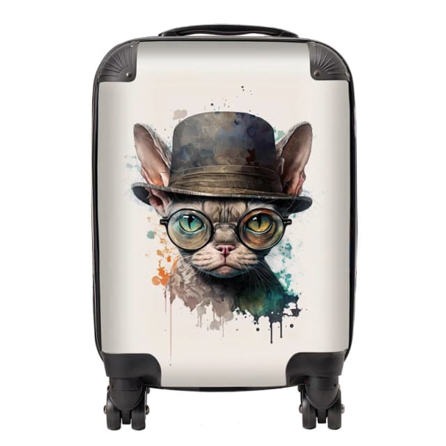 Warren Reed - Designer Devon Rex Cat Splashart Suitcase Size: Large Multicolor Unisex Large